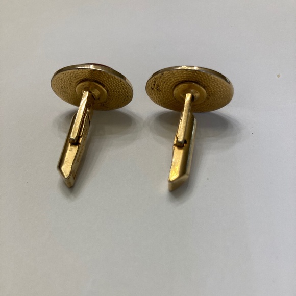 Cuff Links Goldstone Oval Gold Tone Mid Century Modern Vintage - Picture 2 of 4